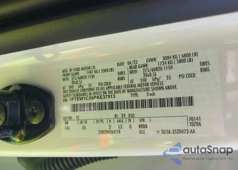 2023 Ford F150 Xlt from USA, damaged, VIN 1FTEW1C59PKE37513